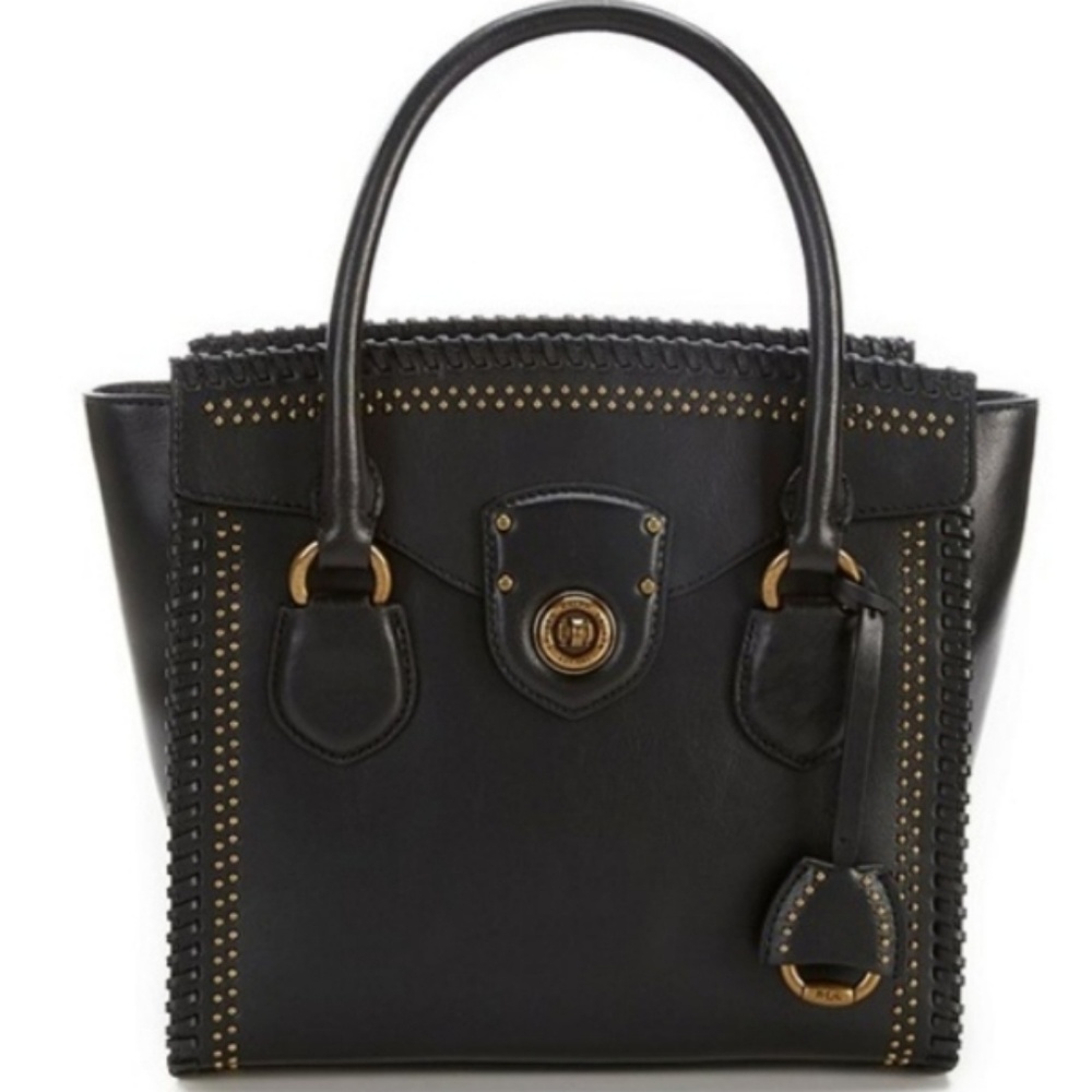 Ralph Lauren Millbrook Black Whipstitch Satchel